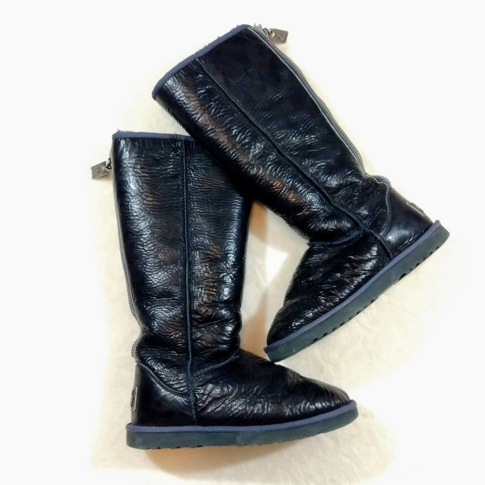 Australia Luxe Collective Sheepskin tall boots crinkle leather